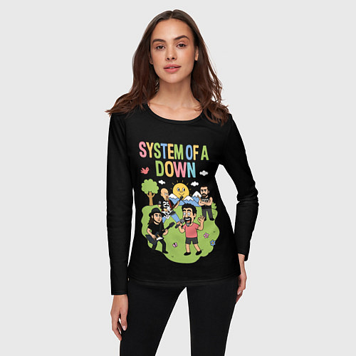 Женский лонгслив System of a Down мультяшный / 3D-принт – фото 3