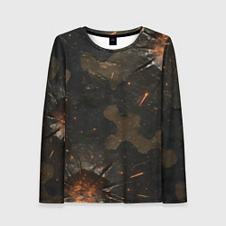 Лонгслив женский Камуфляж со следами от пуль, цвет: 3D-принт