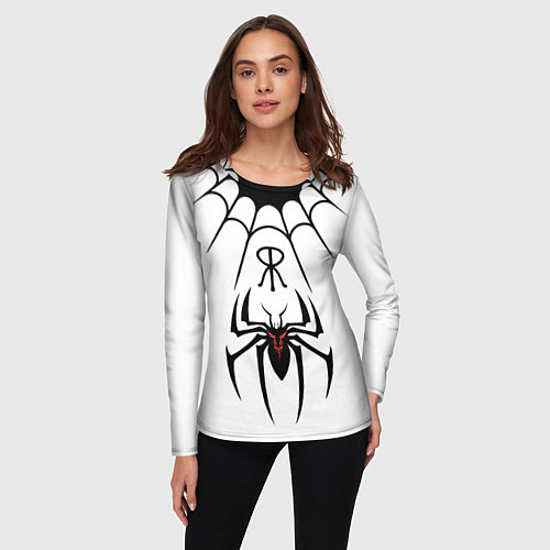 Женский лонгслив Паук на белом - the web of Fate / 3D-принт – фото 3