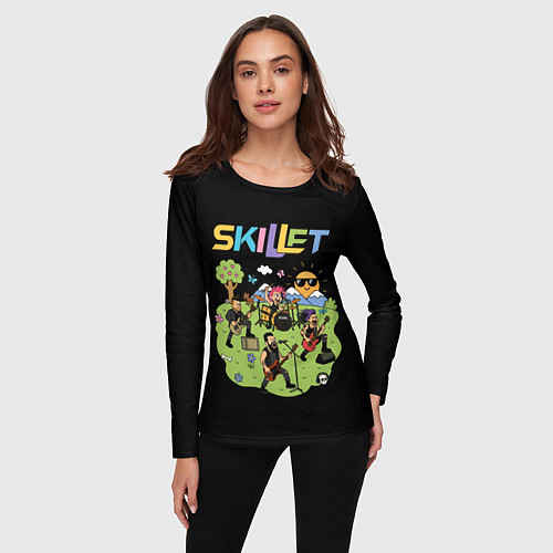 Женский лонгслив Скиллет мультяшный стиль / 3D-принт – фото 3
