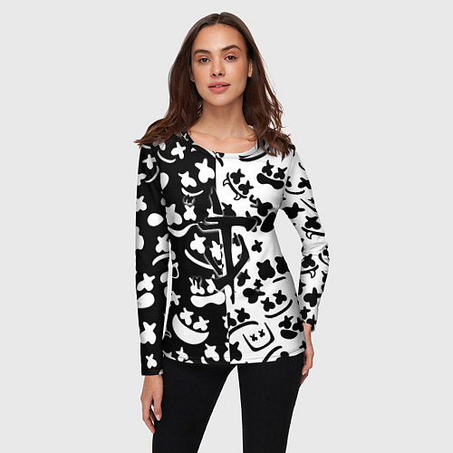 Женский лонгслив Doom x Marshmello pattern / 3D-принт – фото 3