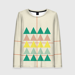 Лонгслив женский Абстрактный лес пирамидки с однотоном, цвет: 3D-принт