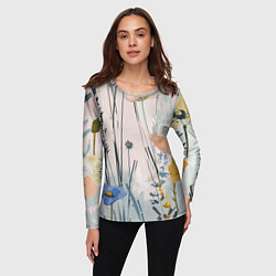 Лонгслив женский Цветы полевые, цвет: 3D-принт — фото 2