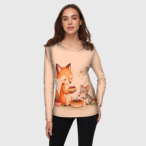 Женский лонгслив Пироги с лисой / 3D-принт – фото 3