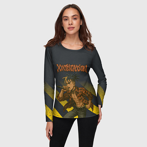 Женский лонгслив XXXTentacion с микрофоном в аниме стиле / 3D-принт – фото 3