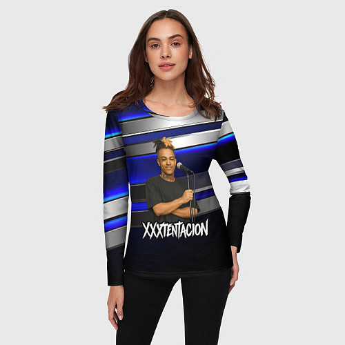 Женский лонгслив XXXTentacion с микрофоном довольный / 3D-принт – фото 3