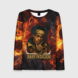 Лонгслив женский XXXTentacion на фоне огня, цвет: 3D-принт