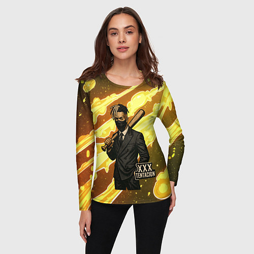Женский лонгслив XXXTentacion в пиджаке с битой / 3D-принт – фото 3