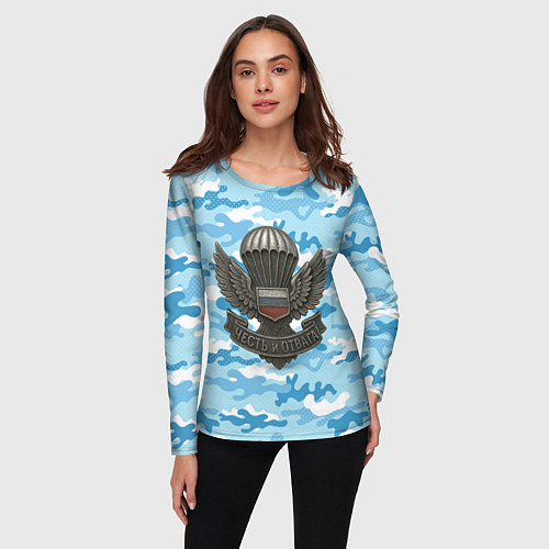Женский лонгслив Часть и отвага ВДВ / 3D-принт – фото 3