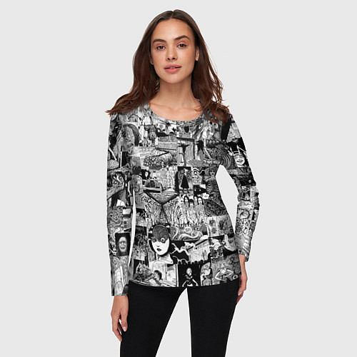 Женский лонгслив Horror World of Junji Ito / 3D-принт – фото 3