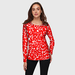 Лонгслив женский Красный яркий камуфляж, цвет: 3D-принт — фото 2