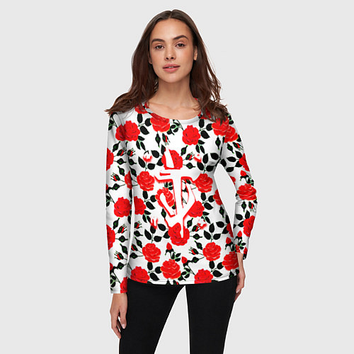 Женский лонгслив Doom розы / 3D-принт – фото 3