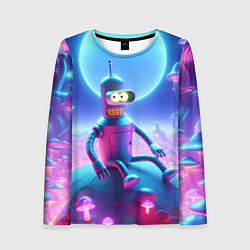 Лонгслив женский Bender bending robot on the amazing neon mushroom, цвет: 3D-принт