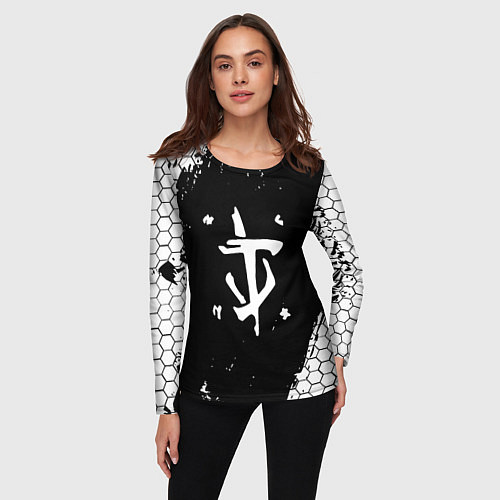 Женский лонгслив Doom соты краски / 3D-принт – фото 3