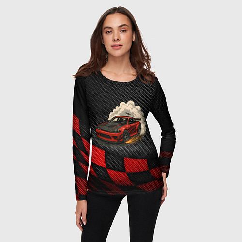 Женский лонгслив Дрифт авто с облаком дыма / 3D-принт – фото 3