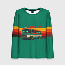 Лонгслив женский Ретро автобус ПАЗ-672, цвет: 3D-принт