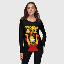 Лонгслив женский Манчестер Юнайтед и Гомер Симпсон, цвет: 3D-принт — фото 2