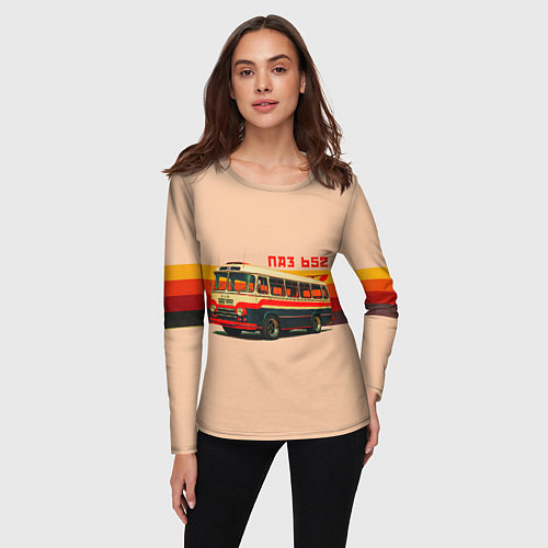 Женский лонгслив ПАЗ 652 ретро автобус поп-арт / 3D-принт – фото 3
