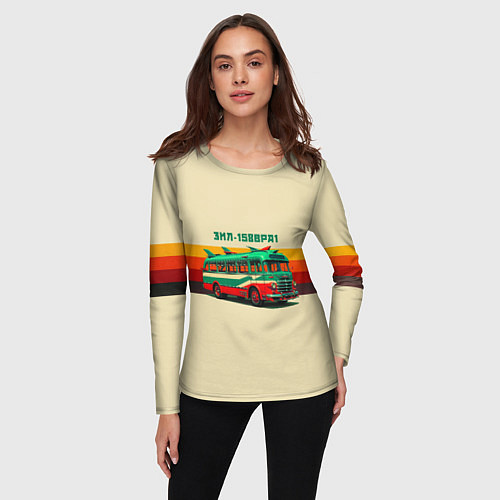 Женский лонгслив Ретро автобус ЗИЛ поп-арт / 3D-принт – фото 3