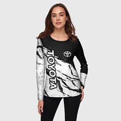 Лонгслив женский Toyota - черный и белый, цвет: 3D-принт — фото 2