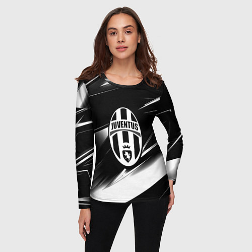 Женский лонгслив Juventus geometry stripes black / 3D-принт – фото 3