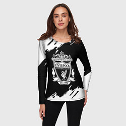 Лонгслив женский Liverpool белые краски штрихи, цвет: 3D-принт — фото 2