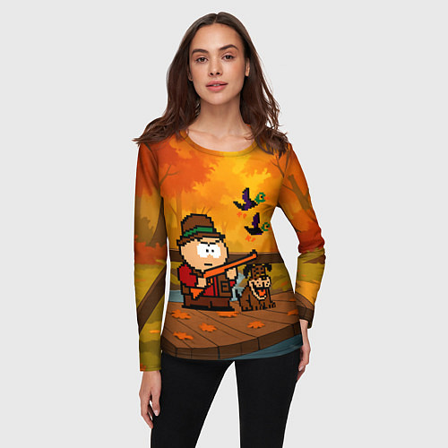 Женский лонгслив Эрик Картман в игре Duck Hunt стреляет в уток / 3D-принт – фото 3