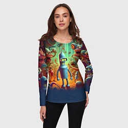 Лонгслив женский Робот-сгибальщик Бендер среди чудовищ, цвет: 3D-принт — фото 2