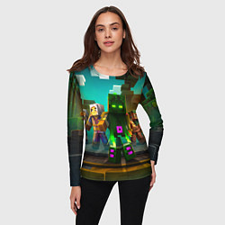 Лонгслив женский Майнкрафт - исследование территории, цвет: 3D-принт — фото 2