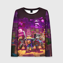 Лонгслив женский Майнкрафт - герои в окружении, цвет: 3D-принт