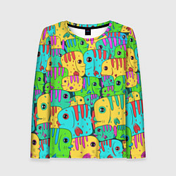 Лонгслив женский Яркие тропические рыбки паттер, цвет: 3D-принт