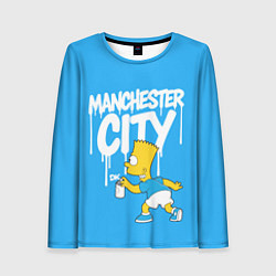 Лонгслив женский Граффити Манчестер Сити и Барт Симпсон, цвет: 3D-принт