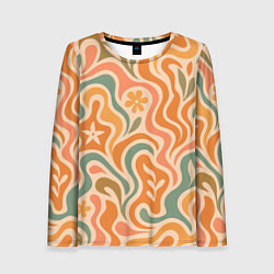 Лонгслив женский Цветочная волна, цвет: 3D-принт