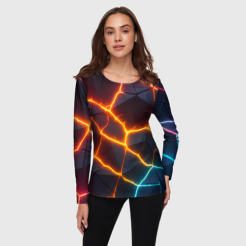 Женский лонгслив Разноцветный неон из плит / 3D-принт – фото 3