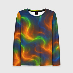 Лонгслив женский Разноцветное пламя и дым, цвет: 3D-принт