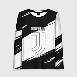 Лонгслив женский Ювентус черно белые полосы, цвет: 3D-принт
