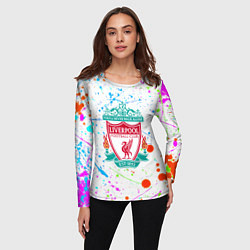 Лонгслив женский Ливерпуль неоновые брызги красок, цвет: 3D-принт — фото 2