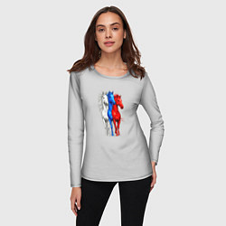Лонгслив женский Триколор лошади символ 2026 года, цвет: 3D-принт — фото 2