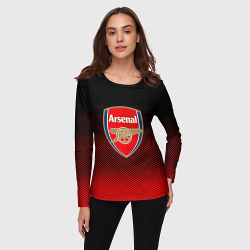Женский лонгслив Arsenal текстура полосы красные / 3D-принт – фото 3