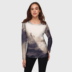 Лонгслив женский Сепия абстрактная горная река, цвет: 3D-принт — фото 2