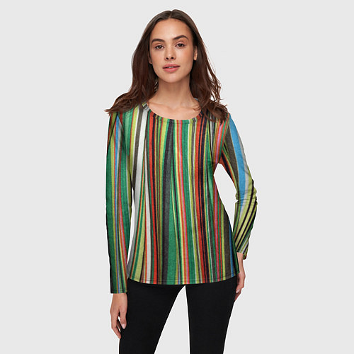 Женский лонгслив Полоски ткани / 3D-принт – фото 3