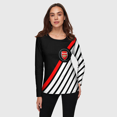 Женский лонгслив Арсенал геометрия полосы / 3D-принт – фото 3