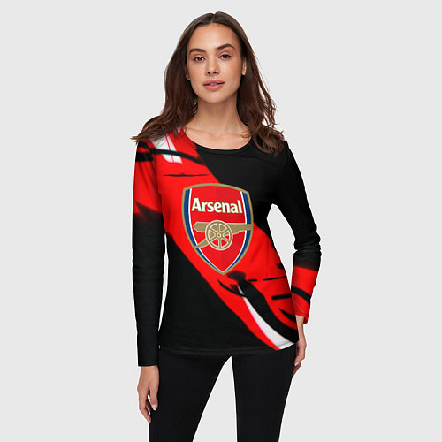 Женский лонгслив Арсенал геометрия полосы краски / 3D-принт – фото 3