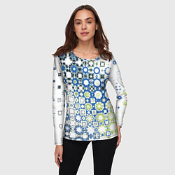 Лонгслив женский Сине-зеленая абстракция, цвет: 3D-принт — фото 2