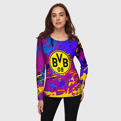 Женский лонгслив Borussia абстрактные краски / 3D-принт – фото 3