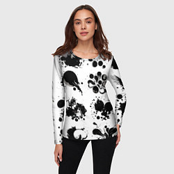 Лонгслив женский Чёрно-белые кляксы - абстракция, цвет: 3D-принт — фото 2