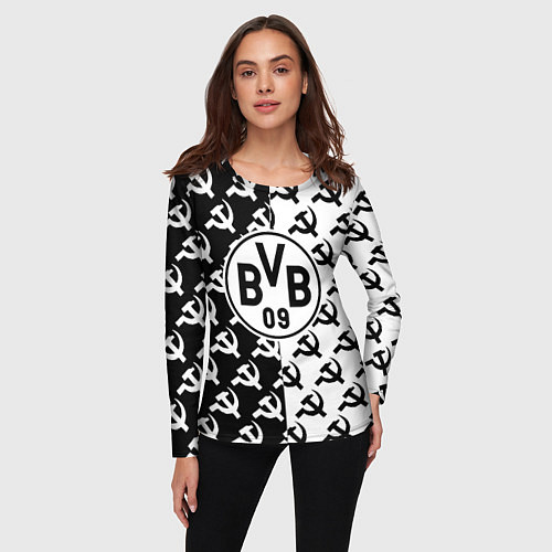 Женский лонгслив Borussia паттерн ссср / 3D-принт – фото 3