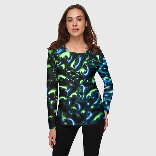 Женский лонгслив Абстракция капли воды / 3D-принт – фото 3