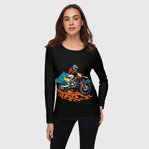 Женский лонгслив Motocross and mountains / 3D-принт – фото 3