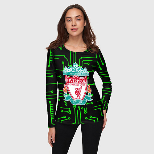Женский лонгслив Liverpool плата текстура / 3D-принт – фото 3